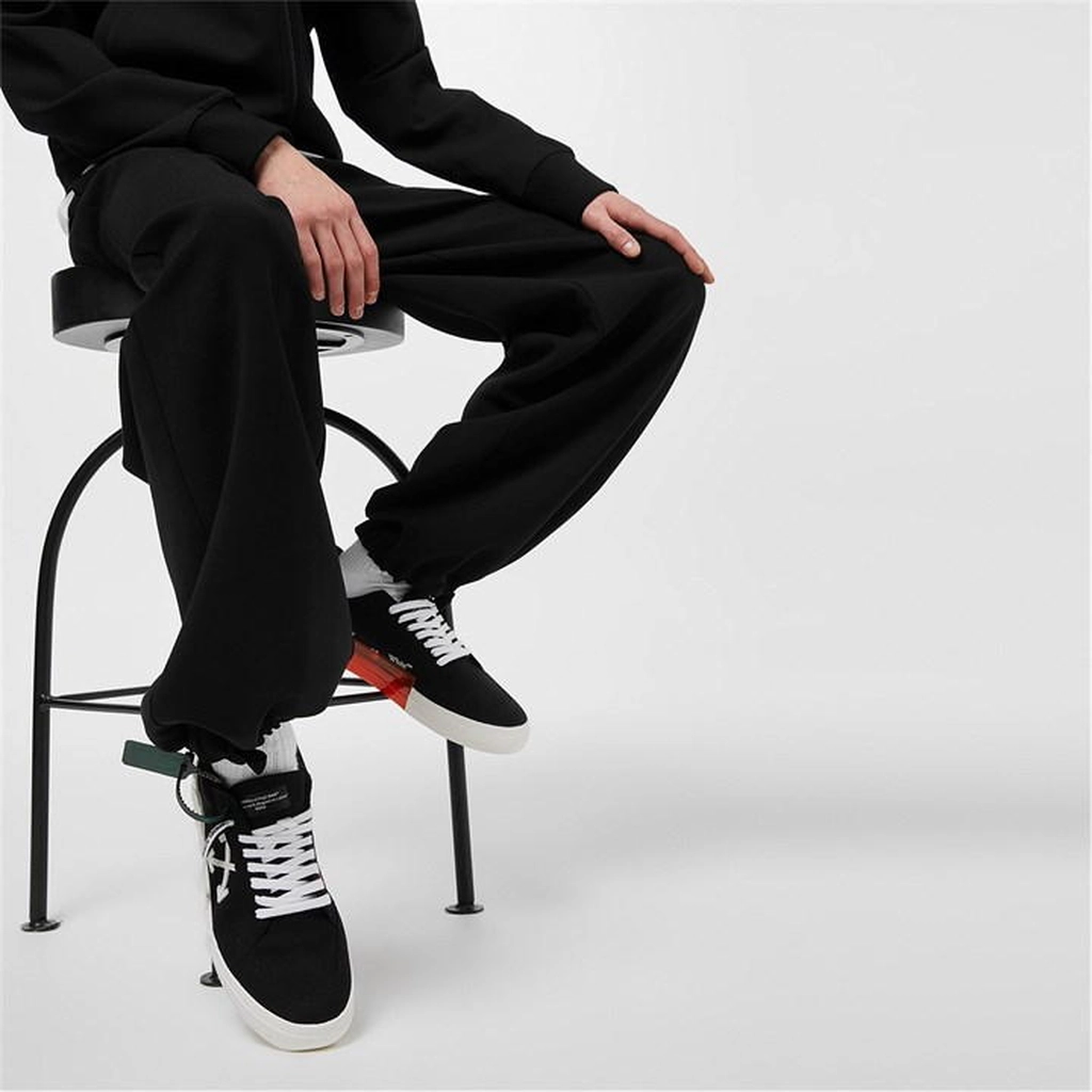 Off White Low Vulcanised Canvas Trainers - Black